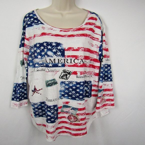 Collections Etc. Tops - Collections Etc. | Women's | XXL | Independence Day | Flag | Blouse